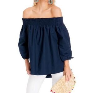 Tuckernuck DO+BE Navy Off the Shoulder Top Sz S